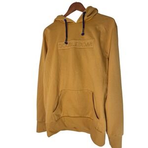 Double Back Yellow Embossed Logo Hoodie Mens Size L Casual Pullover